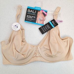 Bali Women Bra 36D Beige Underwire Lightly Lined Smooth Adjustable Straps